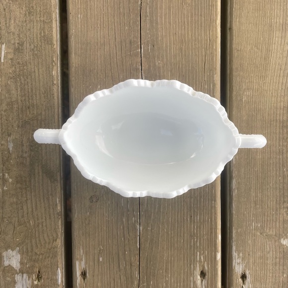 Fenton Vintage Hobnail Milk Glass Oval Double Handle Nut Bowl Candy Trinket Dish - Picture 11 of 14